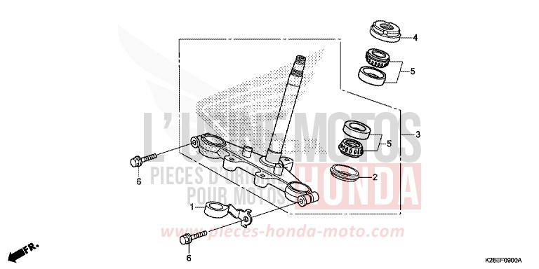TIGE DE DIRECTION de CRF125F "Petites Roues" EXTREME RED (R292) de 2022